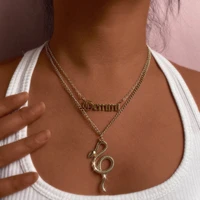 2021 new punk snake constellation letter multilayered necklace women gold color metal long chain animal charms necklace jewelry