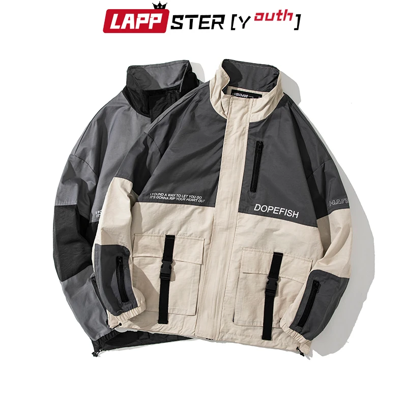 Мужская ветровка в стиле хип-хоп LAPPSTER повседневная куртка с лентами Харадзюку 2020