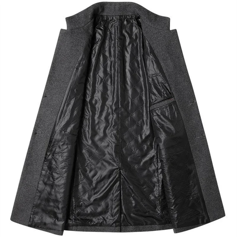 Мужское зимнее шерстяное пальто Little Raindrop облегающее теплое однотонное деловое