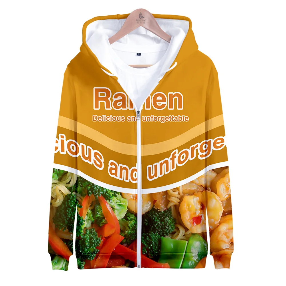 

2021 New Arrival Ramen Zipper Hooded Sweatshirt Men/women Casual Zipper Clothes 3D Print Fashion zipper Hoodies Clothes