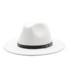 Фетровая шляпа-федора, с широкими полями, шерстяная, белая, черная, шляпы сомбреро