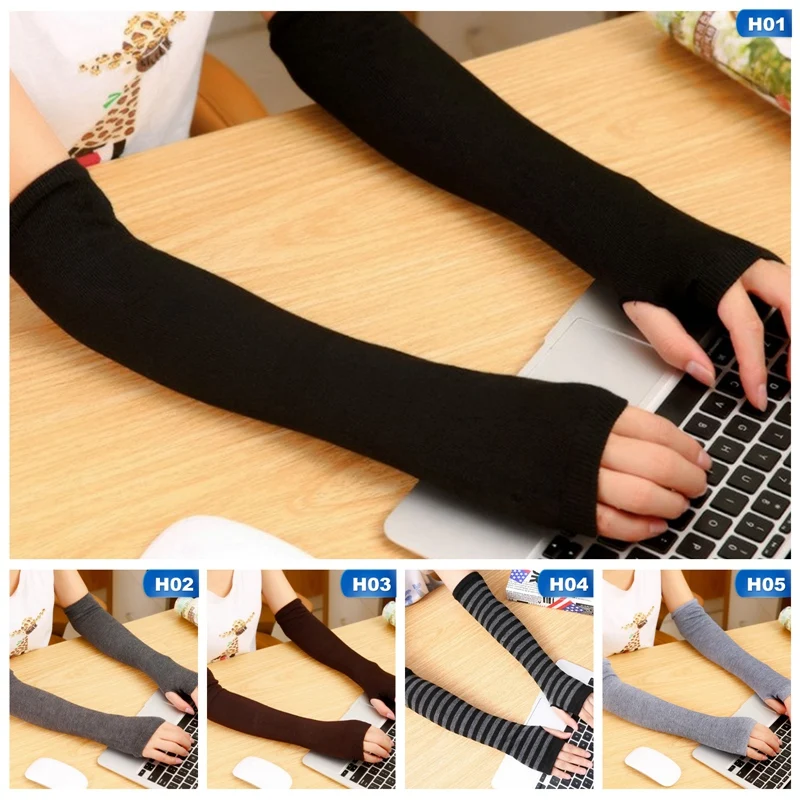 

Женские полосатые вязаные перчатки, теплые длинные перчатки без пальцев, рождественские аксессуары для подарка, 2020