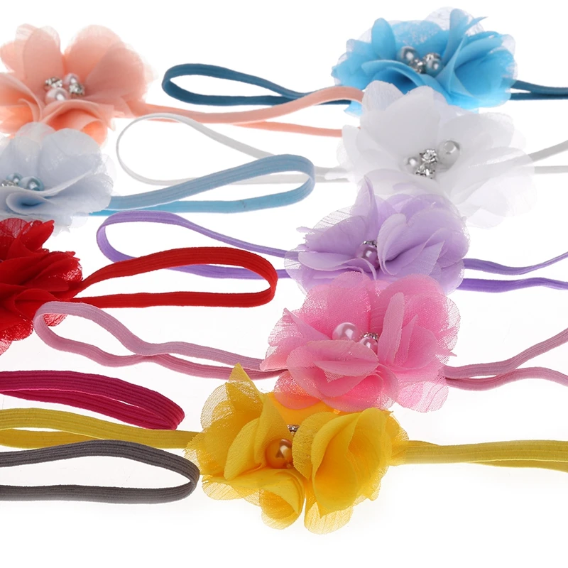 

10Pcs Cute Baby Kids Girls Flower Pearl Hair Band Rhinestone Headband Headdress