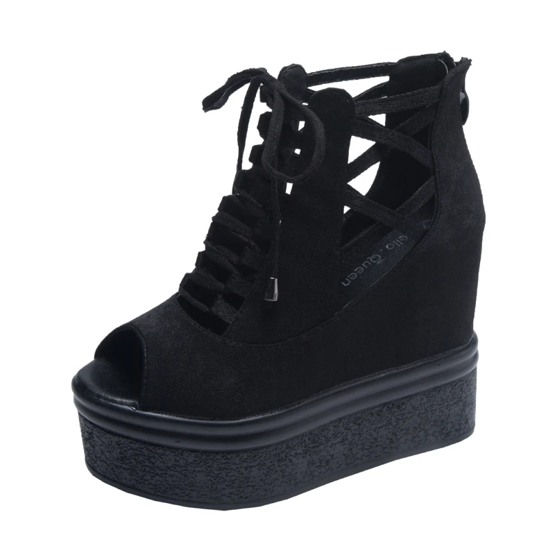 

2021 summer super high heel thick bottom Rome increased fish mouth sandals sponge cake non-slip beach shoes women