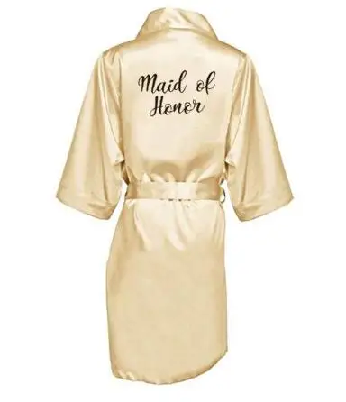 Халат для невесты и подружки атласный халат-кимоно с белыми черными буквами