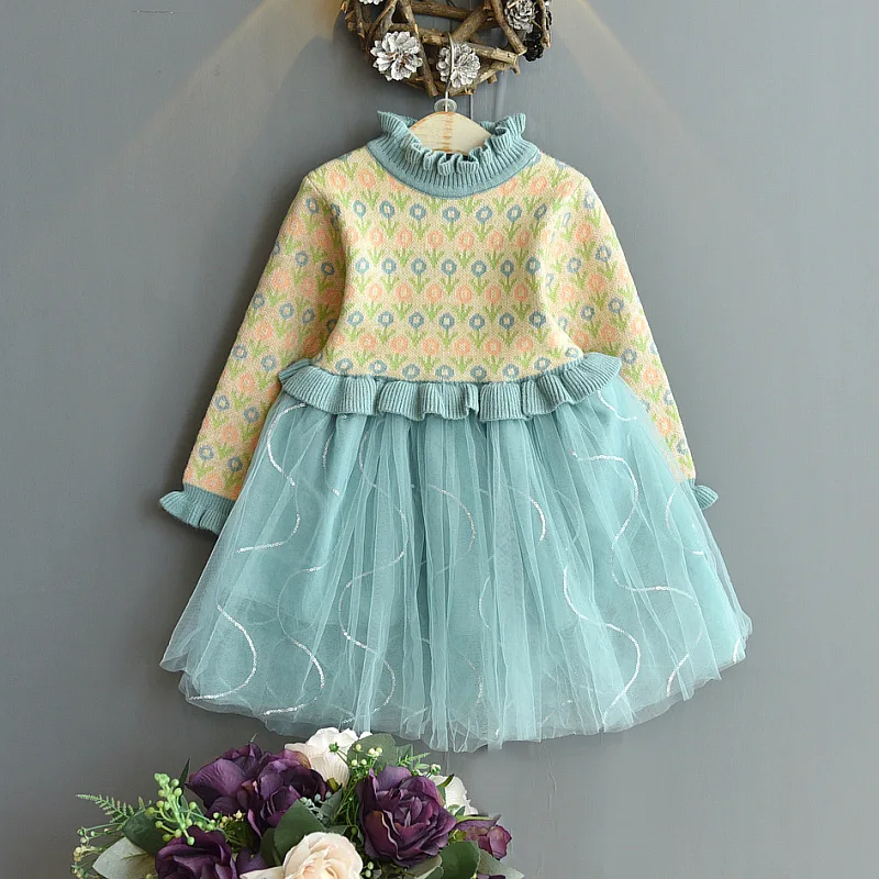 

Girls' Long-sleeved Mink Sweater Dress Flower Girl Dresses Kids Dresses for Girls Toddler Girl Fall Clothes 2022 Kids Clothes