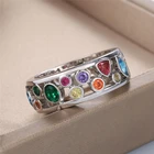 Изысканное простое модное женское мужское кольцо из сплава с цветным полым цирконием геометрический Ретро узор повседневное элегантное кольцо для вечеринки