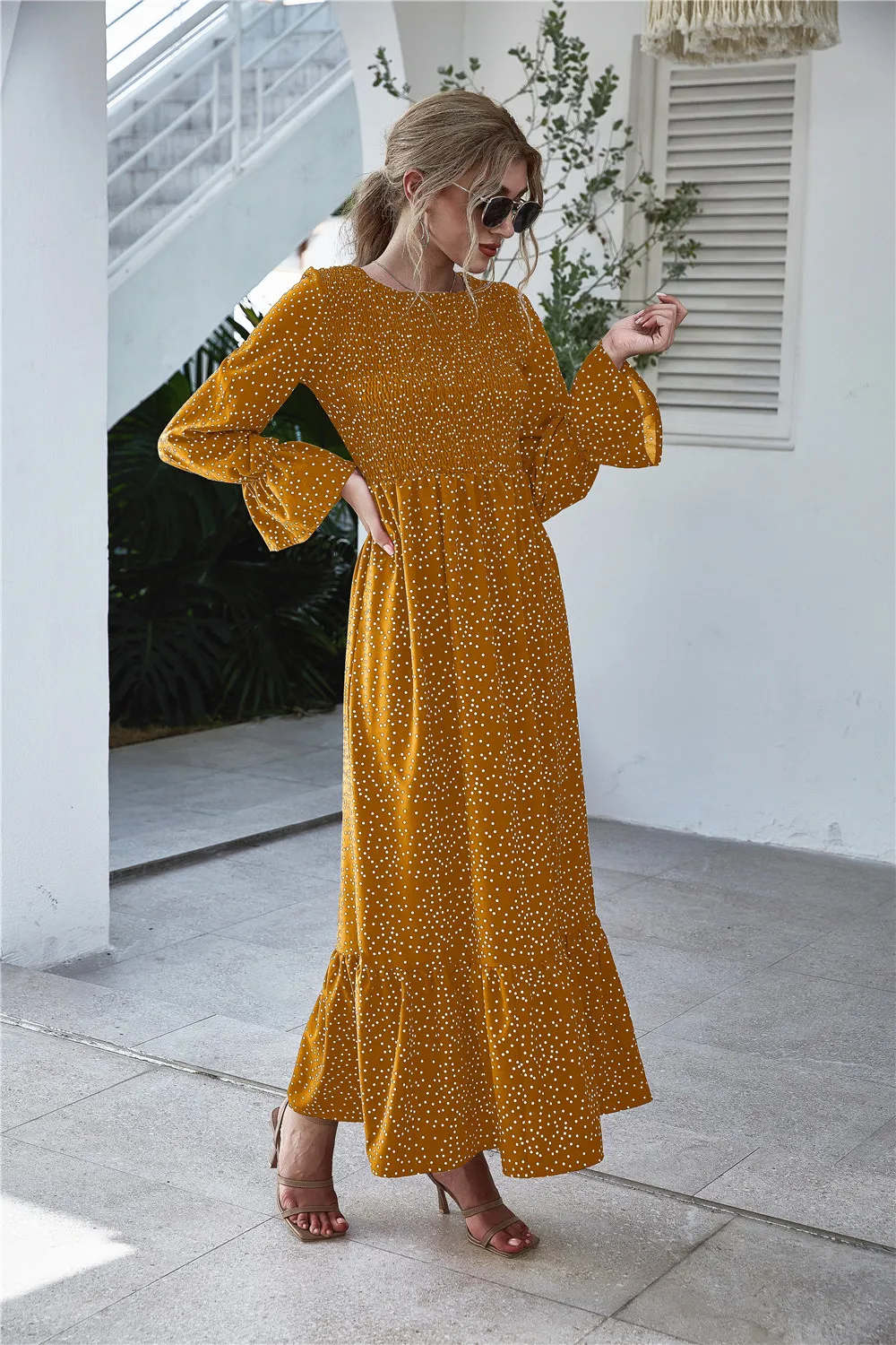 

Printed Polka Dot Long Sleeve Dress