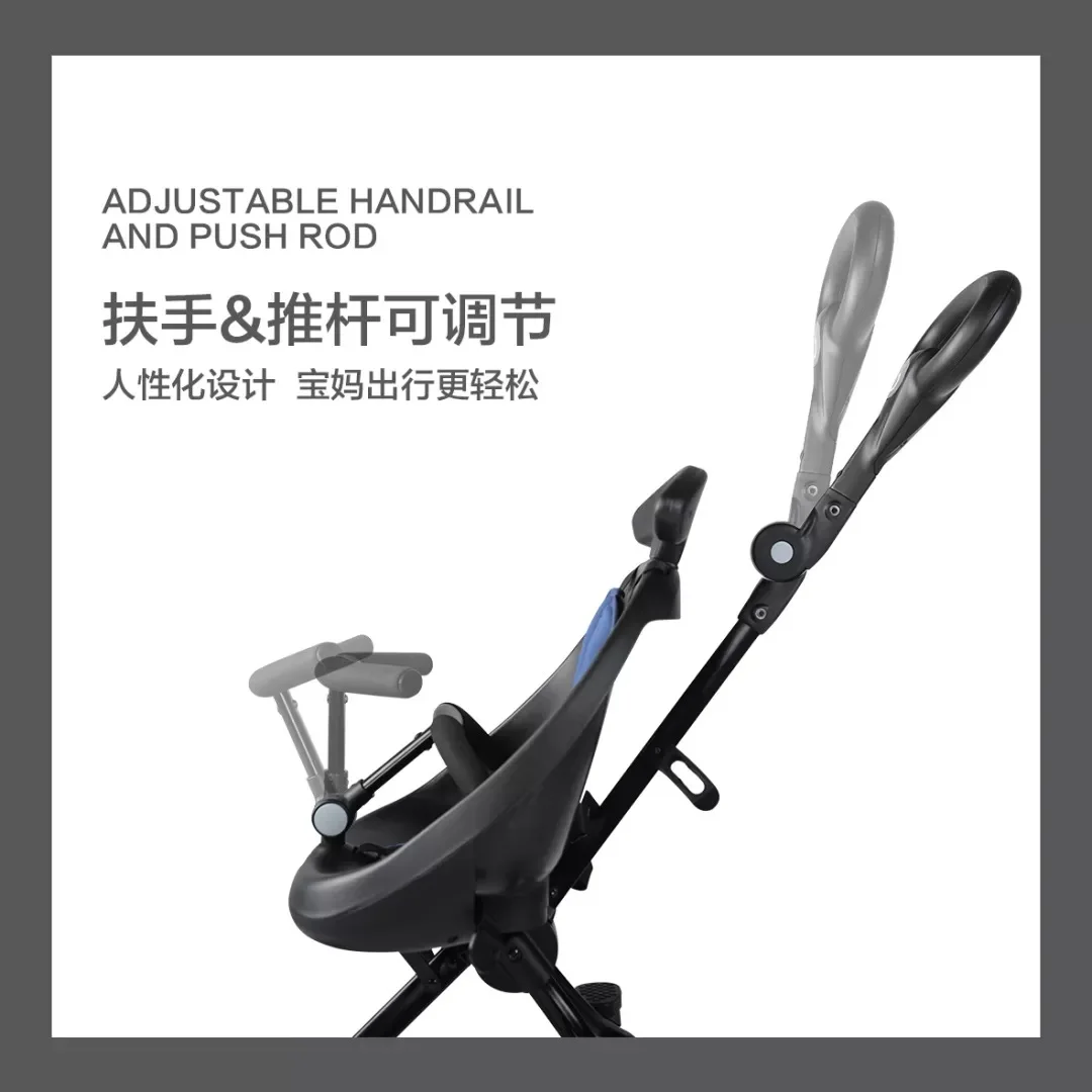 Детская коляска Складная портативная двухсторонняя четырехколесная с высоким