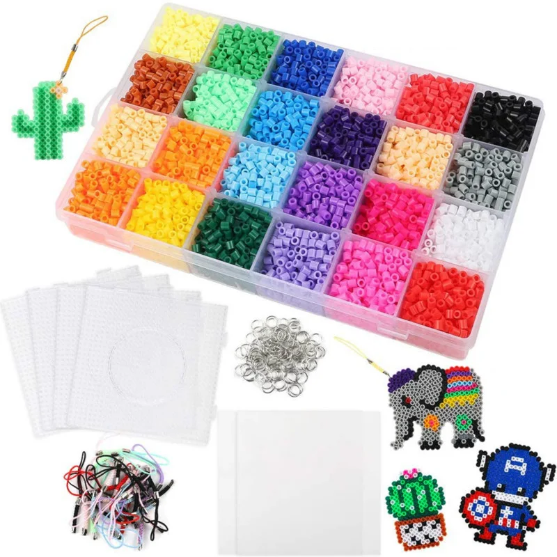 

JINLETONG Hama Beads 5m Kit 2600 pcs 5mm Fuse Beads Craft DIY Set, 4 Big Pegboards, 2 Ironing Paper 2Pcs Tweezers Christmas Gift