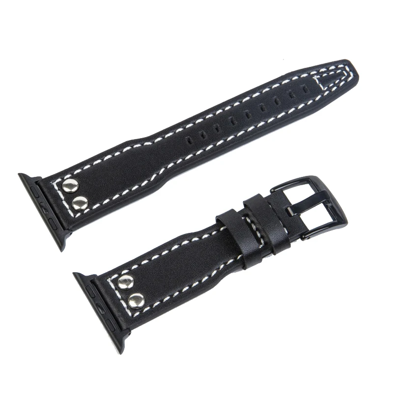 

Suitable for Apple iWatch3/4/5 calfskin pilot strap rivet leather watch strap