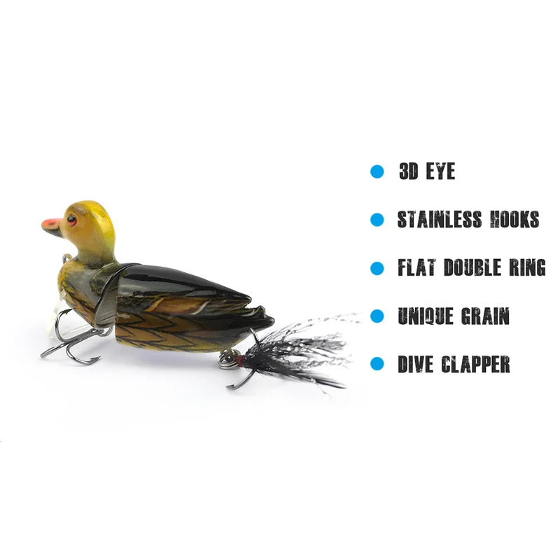 1Pc 7Cm Fishing Lures Bait Floating 3D Topwater Duck Swimbait with Hooks Multi 2 Section Jointed Bass Crankbaits Lure | Спорт и