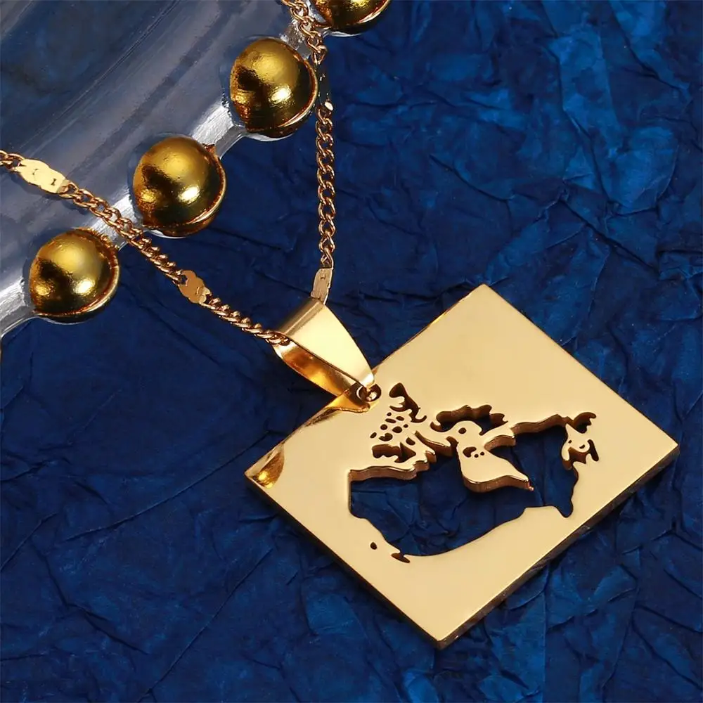 Ожерелья-подвески из нержавеющей стали золотого цвета с картой Канады карты
