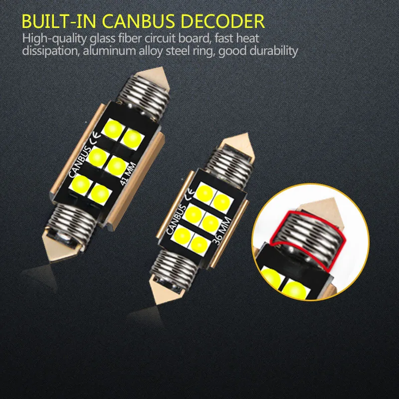 2/4 шт. C5W светодиодный лампы Canubs 12V 6 SMD супер яркий C10W гирлянда 31 мм 36 мм/39 мм/41