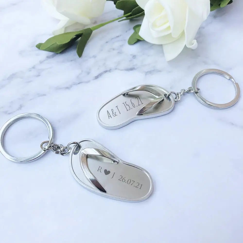 Персонализированный свадебный брелок с гравировкой мини-флип-флоп