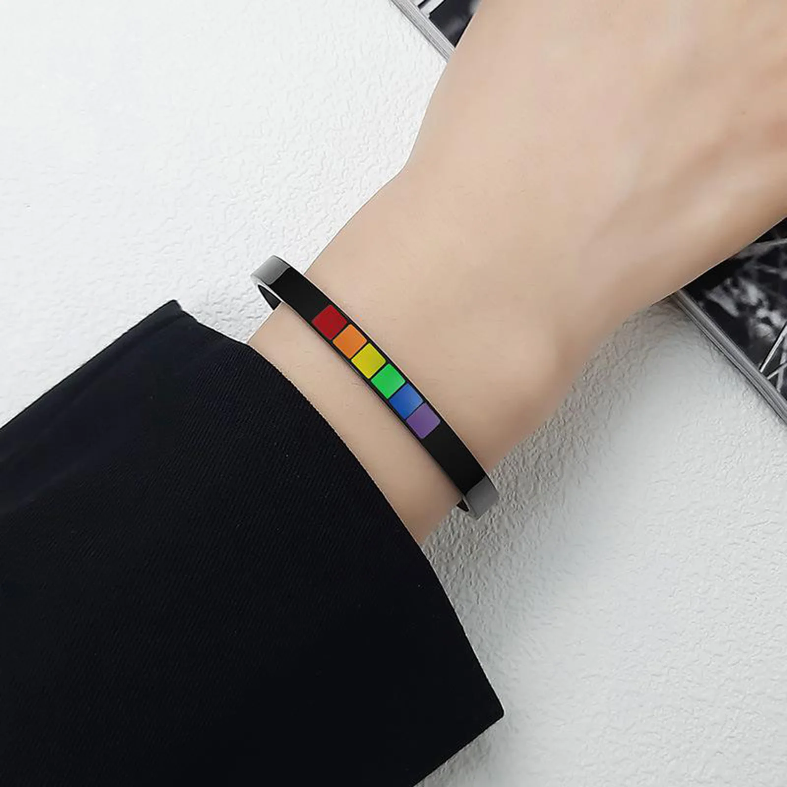 Браслет из титановой нержавеющей стали Радуга фестиваль Прайд геи ЛГБТ