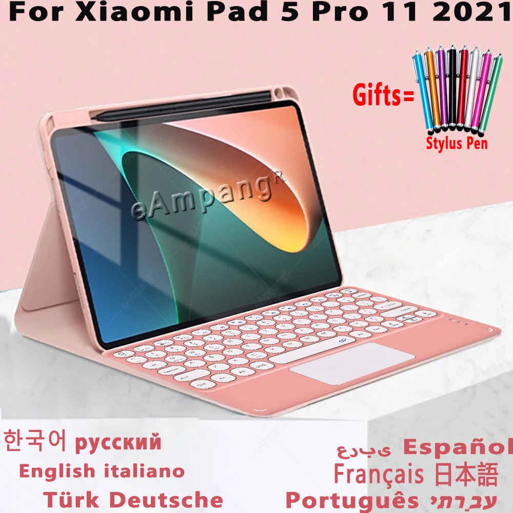 

Keyboard Case for Xiaomi Pad 5 Pro 11 2021 Case Russian Arabic Spanish Korean Hebrew Keyboard for Mipad Mi Pad 5 Case Funda Capa