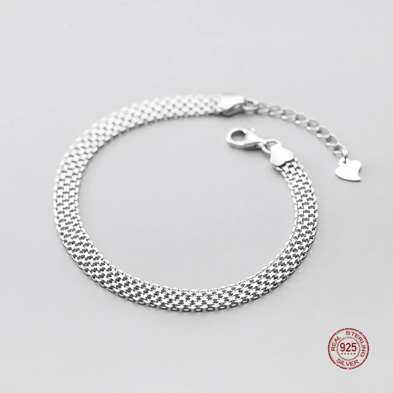 

LKO Hot Simple Fashion Chain Silver 925 Bracelet for Women S925 Romantic Sweet Bracelet for Girls Best Gift