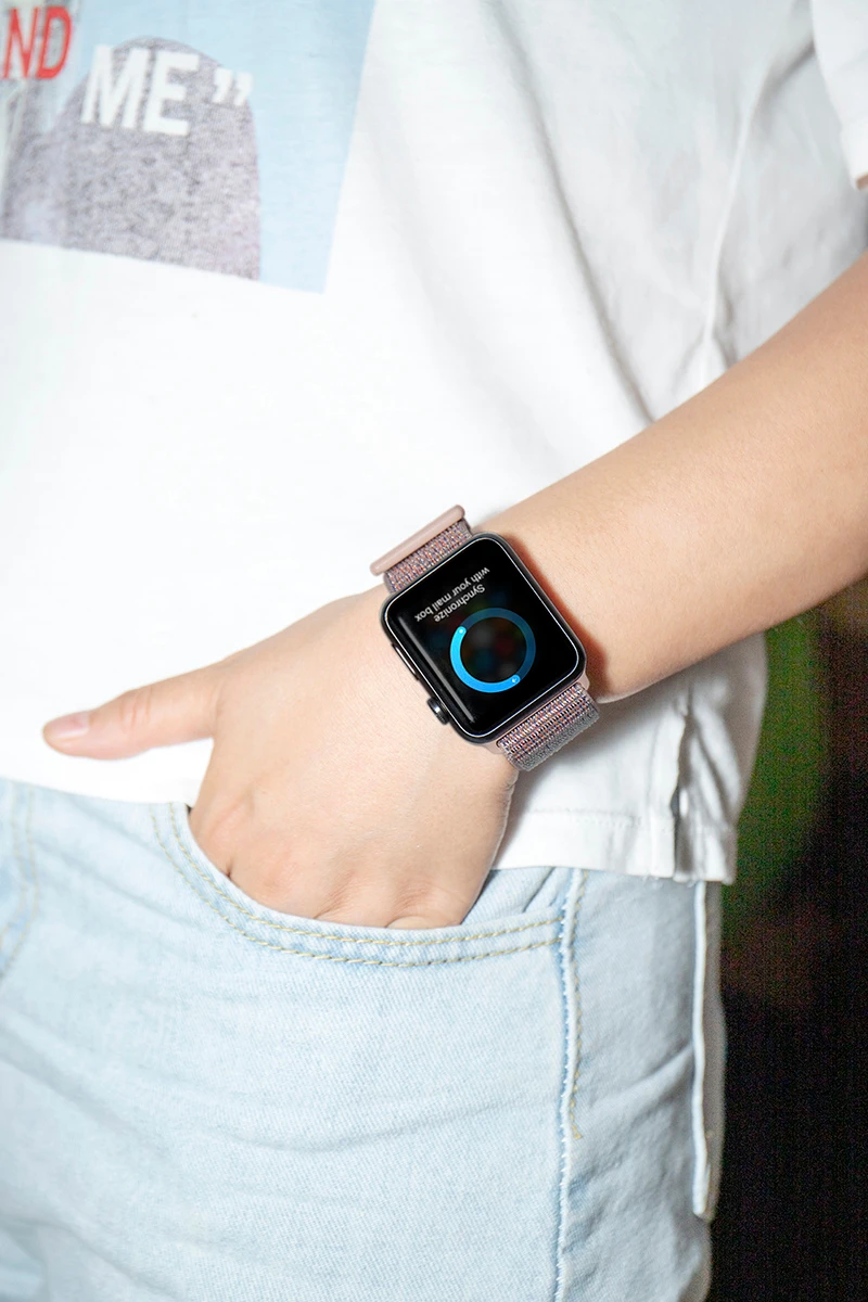 Высококачественный нейлоновый спортивный ремешок для Apple Watch, ремешок 44 мм, серия 5, 4, 3, 2, 1, дышащий тканый ремешок 42 мм, iwatch 40 мм, 38 мм