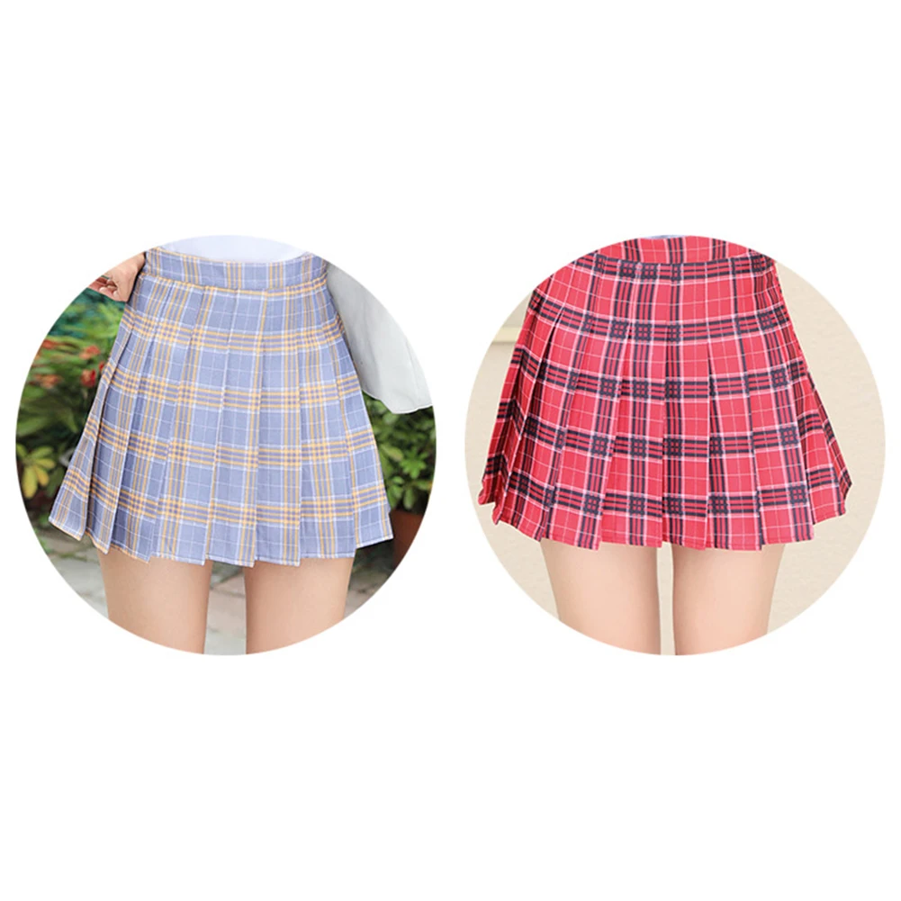 XS-XL Women Skirt Preppy Style High Waist Chic Stitching Skirts Summer Student Pleated Skirt Women Cute Sweet Girls Dance Skirt
