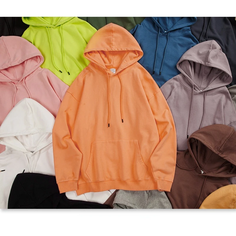 

17Colors Heavyweight Sport Fitness Workout Terry Hoodies Men Women Unisex Winter Cotton Exercise Gym Leisure Pocket Sweatshirts