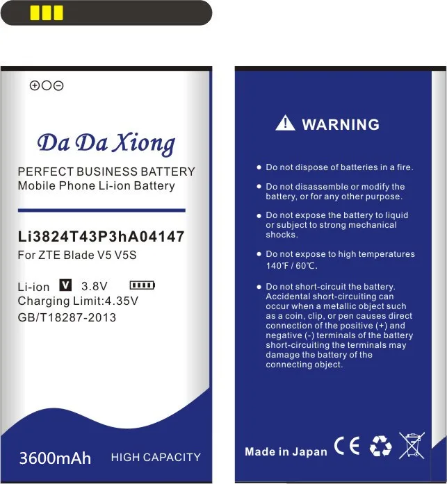 Аккумулятор Da Xiong 3600 мАч Li3824T43P3hA04147 для ZTE Red Bull V5 V5S n9180 U9180 V9180 N918ST|battery for|battery for