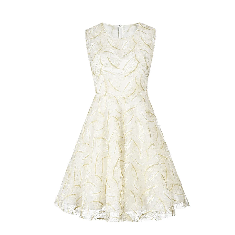 

New Embroidery White gauze money greatly new stereo feathers heavy embroidery party in party dress