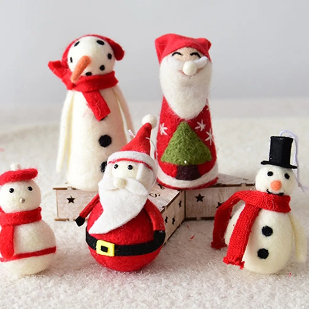 Мультяшные рождественские шерстяные войлочные украшения милые Подвески в виде