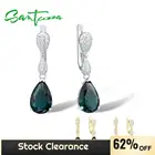 Женские серебряные сережки-подвески SANTUZZA, из серебра 925 пробы с разноцветными камнями и белым кубическим цирконием, модные ювелирные украшения