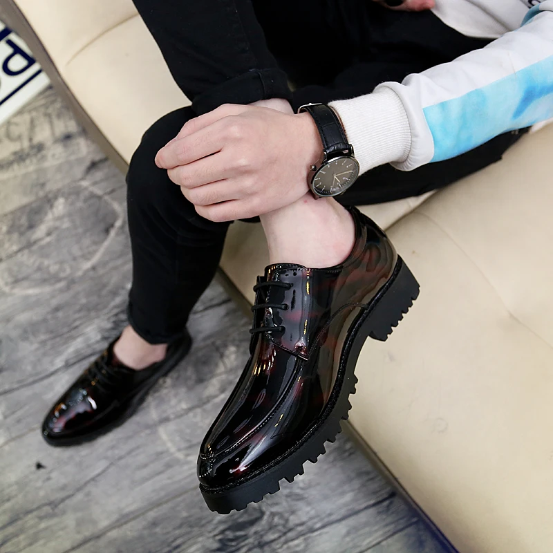 Лакированная кожа мужские Ботильоны Сезон осень-зима Модные повседневные