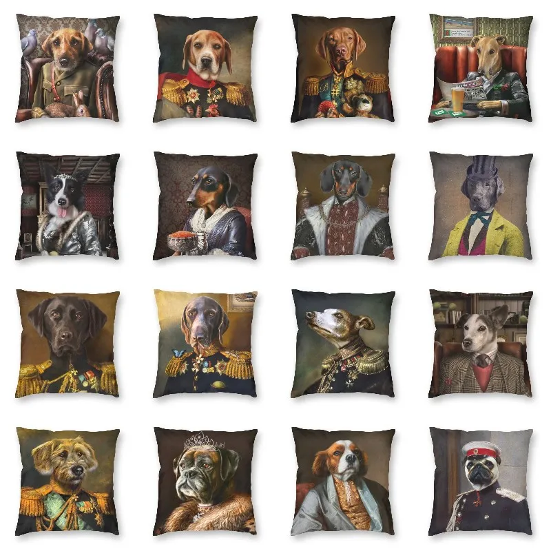 

Квадратная наволочка для подушки с изображением собаки, домашняя декоративная винтажная наволочка для подушки с изображением животных, на...