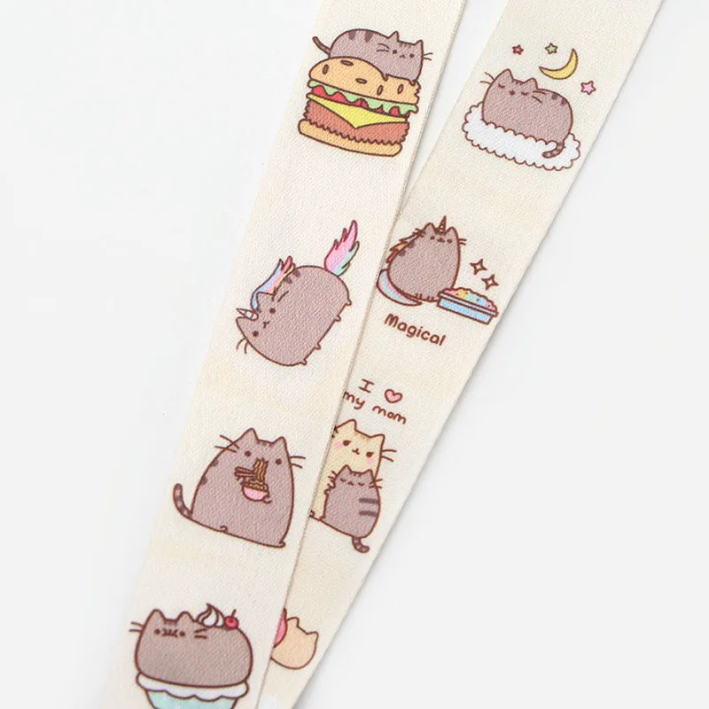 CA256 милый кот мультфильм ремешки для брелка ID карты пропуска мобильного телефона