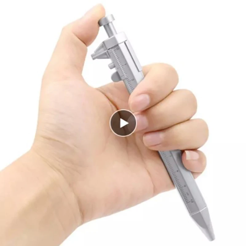 

1pc Vernier Caliper Tool Ballpoint Pen Silver Gauging Tools Multifunction Measuring Pen Creative School Gifts Marker Pen 0-100MM