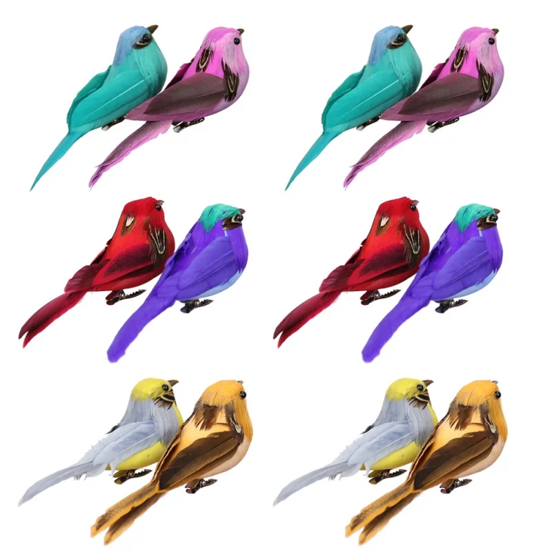 

Artificial Simulation Foam Bird, Artificial Feathered Birds Clip-on Christmas Tree Ornament, DIY Craft For Home Garden Wedding T