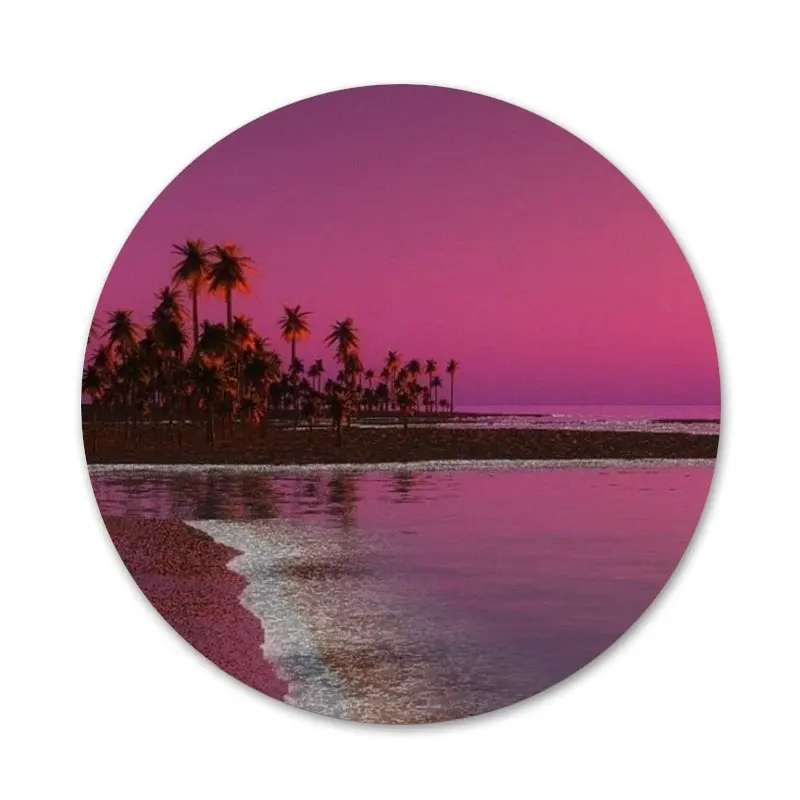 

Cute Floral sunset summer beach Sea Luxury Icons Pins Badge Decoration Brooches Metal Badges For Backpack Decoration 58mm