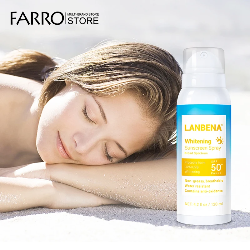 LANBENA 120 мл солнцезащитный крем SPF 50PA+++ Осветляющий Солнцезащитный спрей эффективно против излучения водостойкий