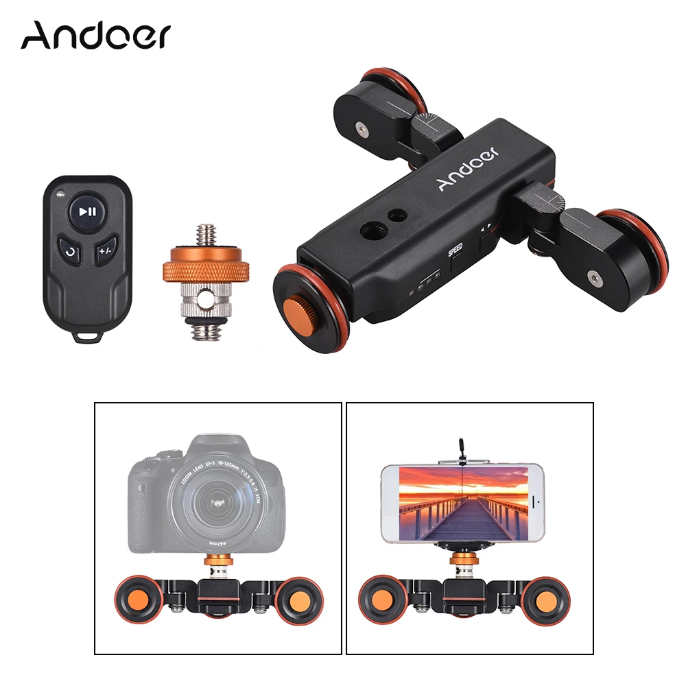 

Andoer L4 PRO Motorized Camera Video Dolly with Scale Indication Electric Track Slider Wireless Remote Control for Phone Sony