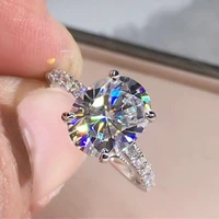 hot large oval three dimensional white zircon crystal rings for women jewelry engagement party wedding copper ring accessories