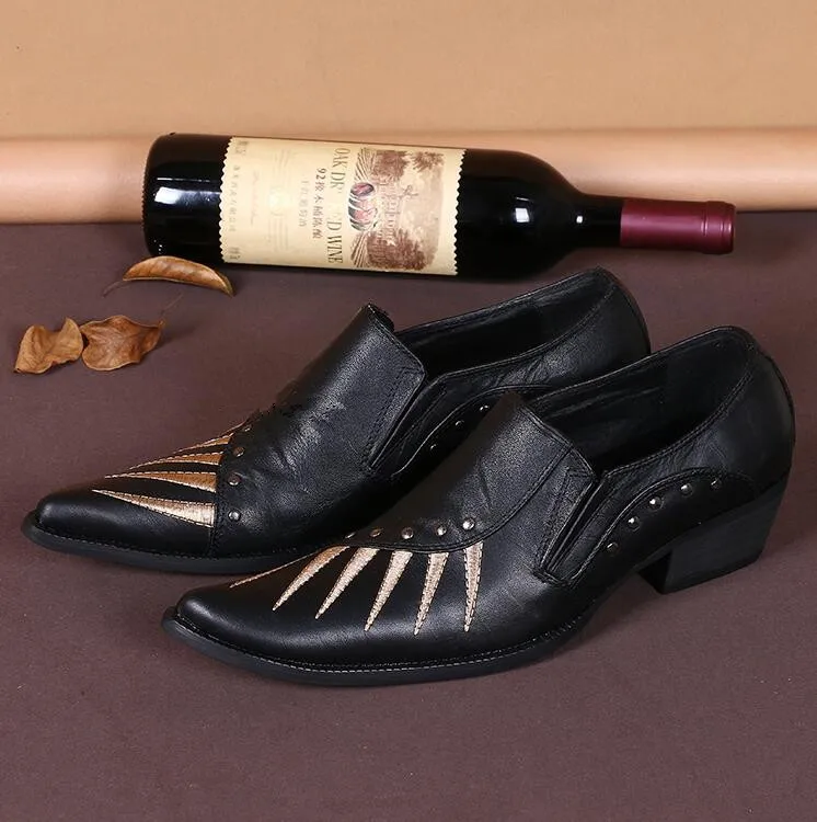 Деловые модные туфли с заклепками и вышивкой Мужские модельные для вечеринок