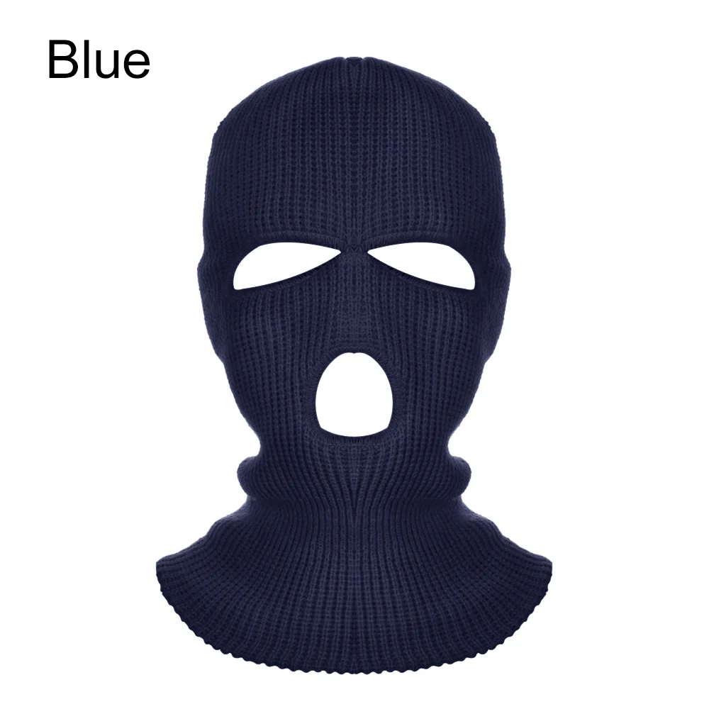 blue Новая армейская тактическая маска с 3 отверстиями, маска для лица, лыжная маска, зимняя шапка, Балаклава, капюшон, мотоциклетный шлем, шлем для всего лица - Цвет: blue