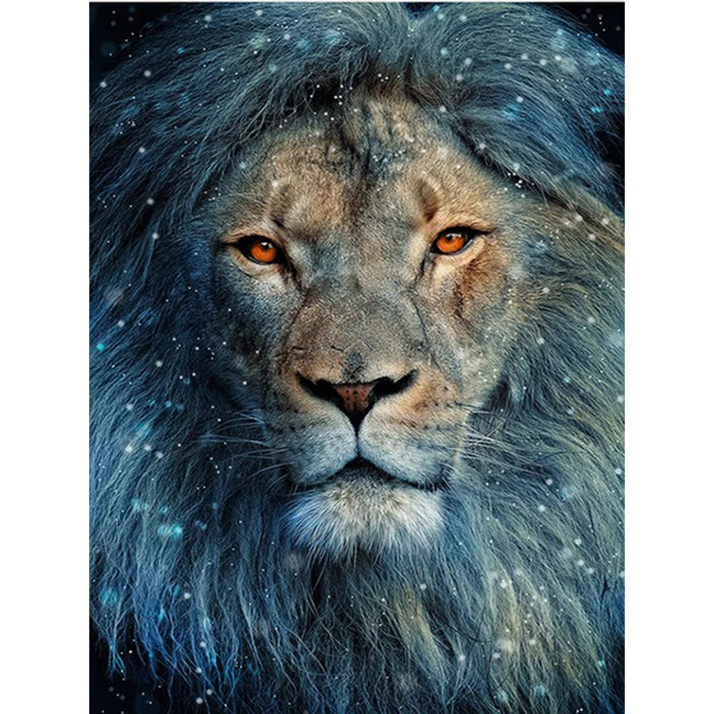 Алмазная 5D картина Fuyun с голубым львом полная круглая мозаика распродажа картин