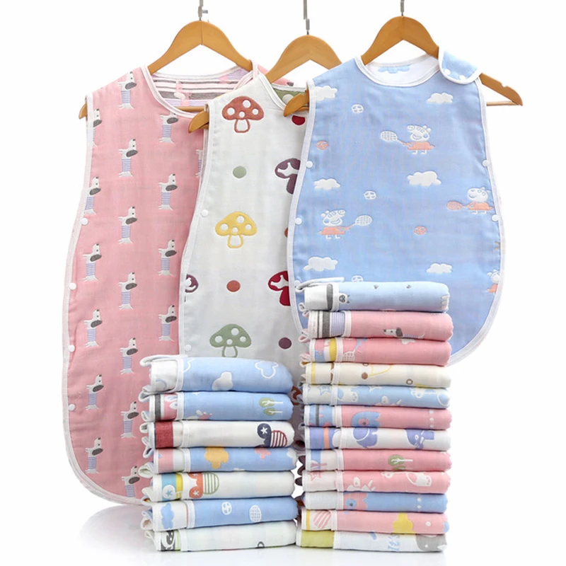 

Sleeping Bag Cotton Six-layer Gauze Children's Baby Anti-kick Vest Infant Unisex Sleeping Sack Sleeveless Blanket Wearable