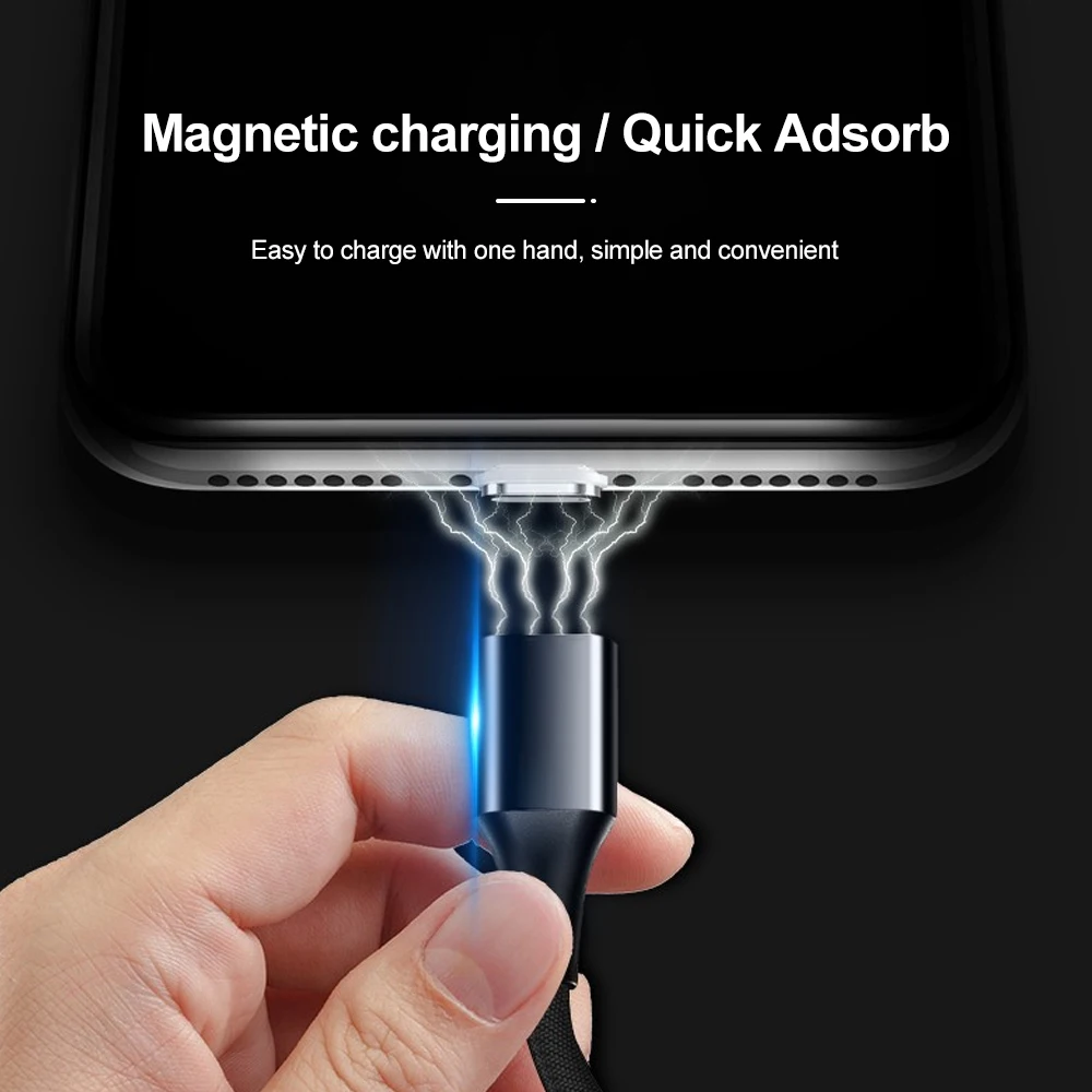 Магнитный USB кабель 3A быстрая зарядка мобильный телефон для iPhone Android зарядный