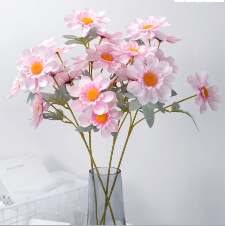 

58cm Artificial Flowers, Single Branch6 Heads Gerbera, Home Decoration DIY,vase Flower Arrangement, Restaurant Desktop Ornaments