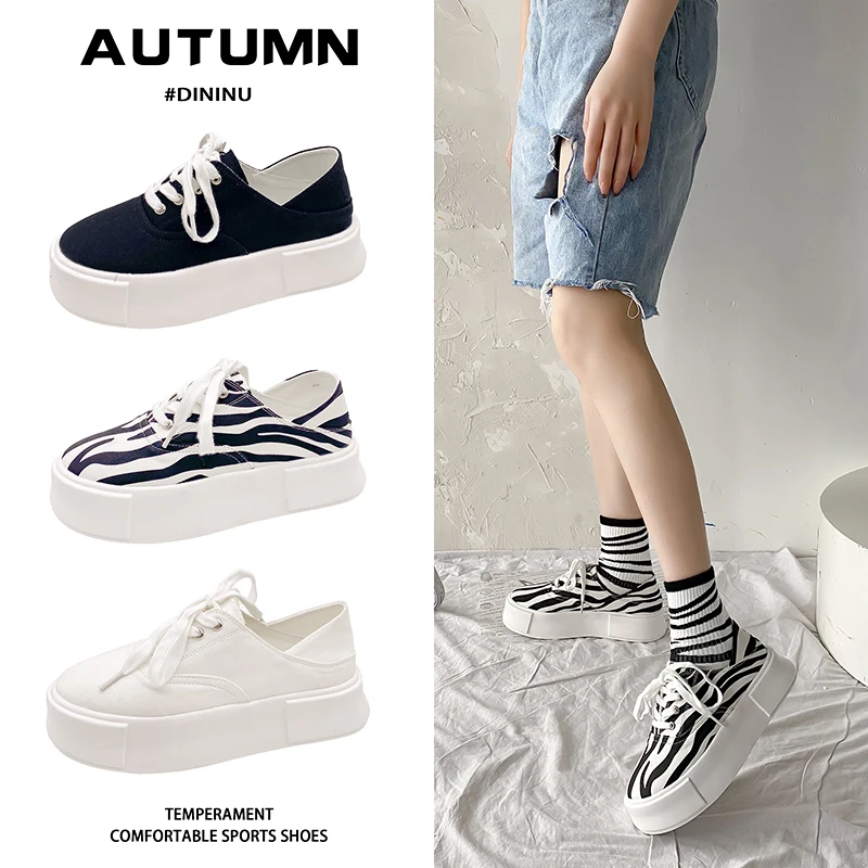 

Casual Woman Shoe Autumn Round Toe Modis All-Match Fall Summer New Cross 2021 Small Lace-Up Solid Canvas Flock Leisure Cross-tie