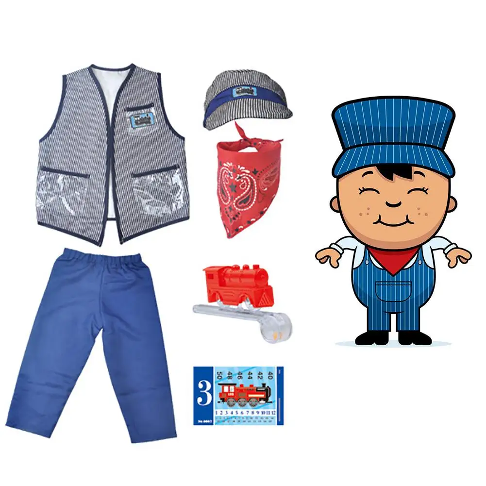 

Kids Train Engineer Conductor Costume Prom Performance Costume Children's Day Clothing Equipment Props
