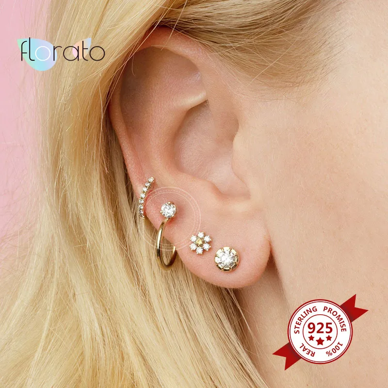 

Charming C-Shaped Diamond Stud Earrings For Women 925 Sterling Silver Zircon Piercing Earrings French Romance Wedding Jewelry