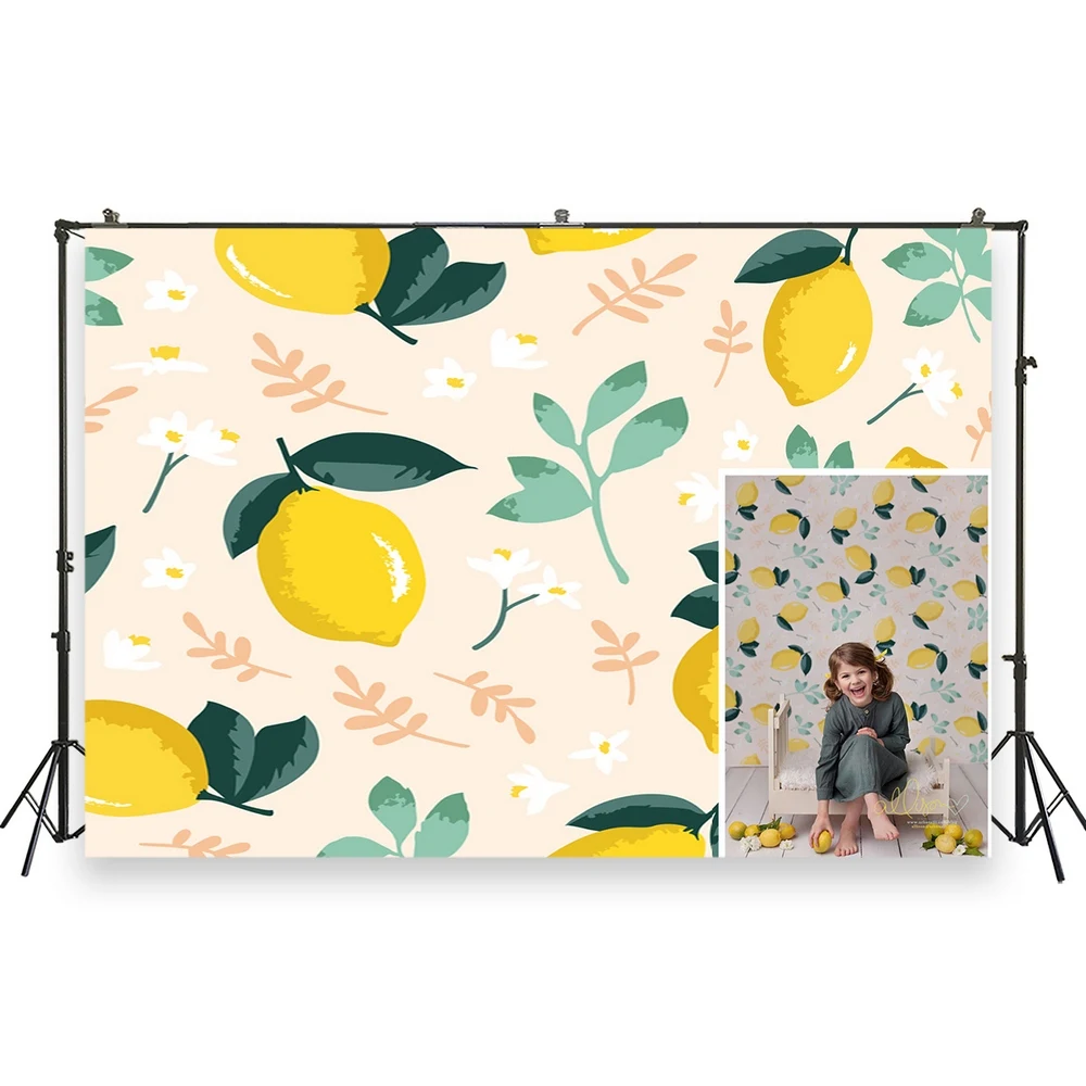 

HUAYI Photo Background Newborns Birthday Celebration Photography Backdrops Lemon Patterns Custom Photobooth Backdrop XT-7566