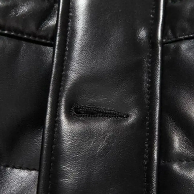 

Luxury Brand Long Down Coats Men Real Sheepskin Slim Fit Fox Collar Winter Genuine Leather Warm Hooded Zipper Overcoat Plus Size