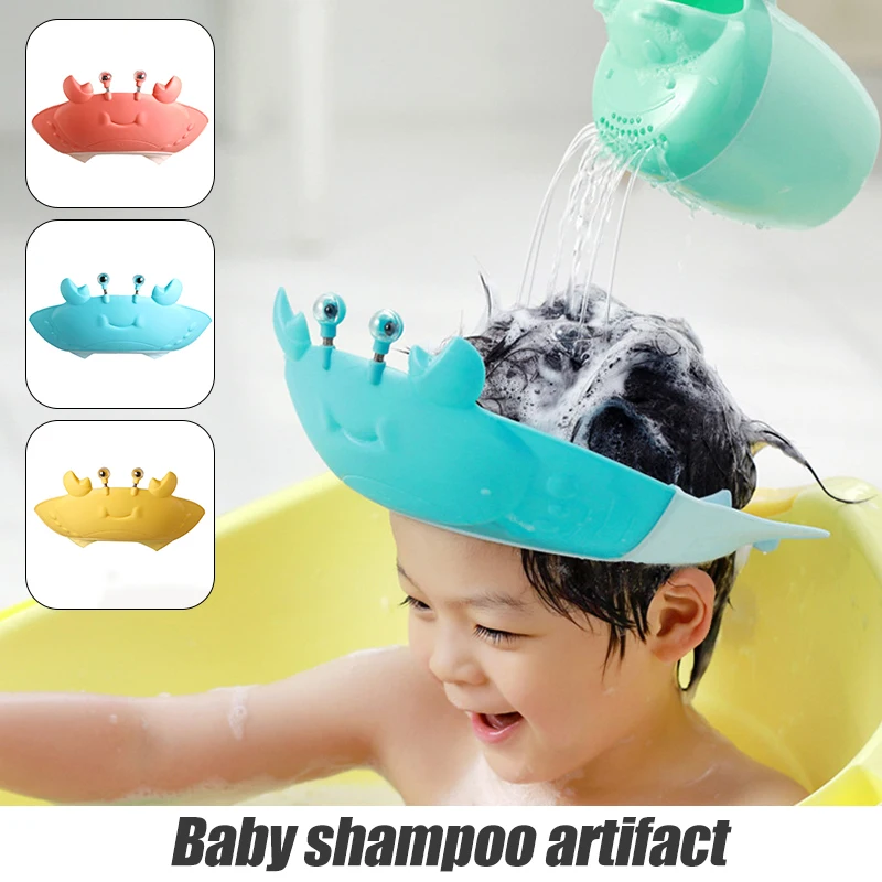 

Shower Cap Crab Shape Shower Bathing Protection Cute Adjustable Waterproof Visor Hat For Kids Children